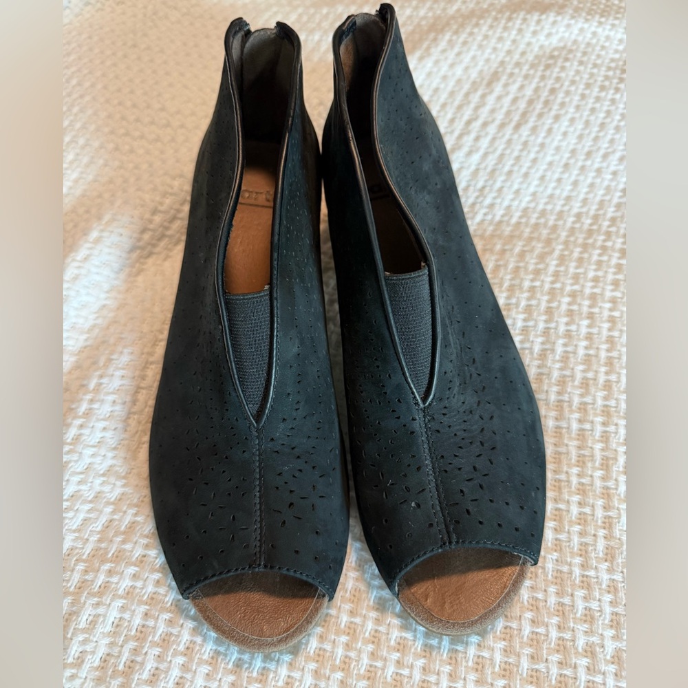 Black Peep Toe Ankle Boots